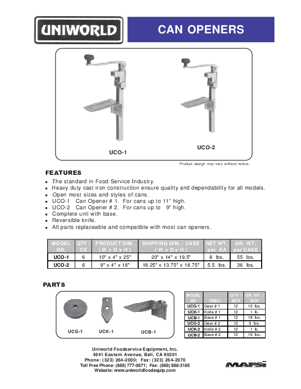 Cutsheet