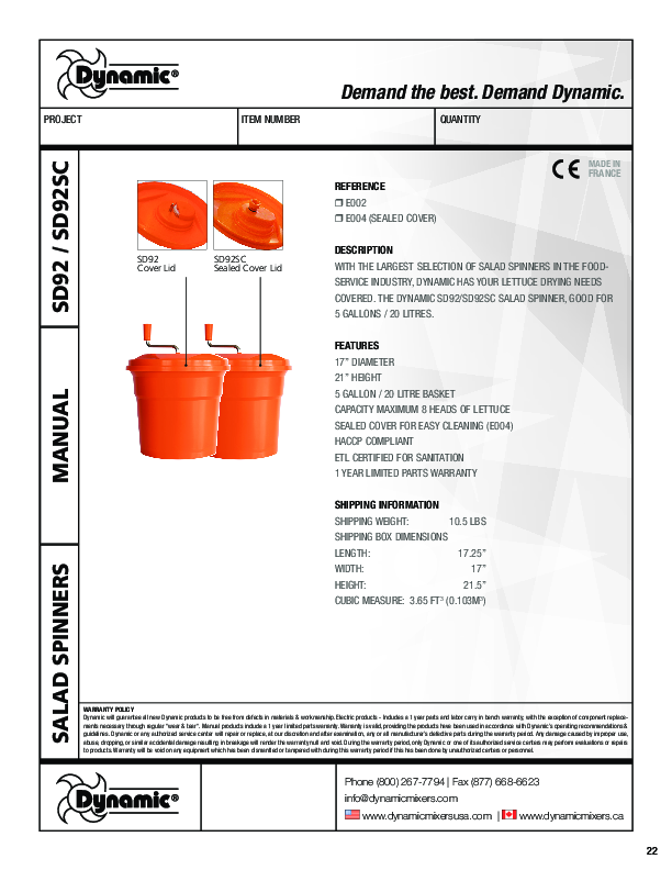 Cutsheet