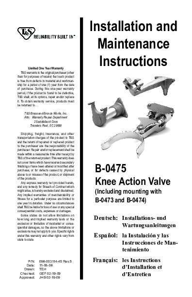 Installation And Maintenance Instructions