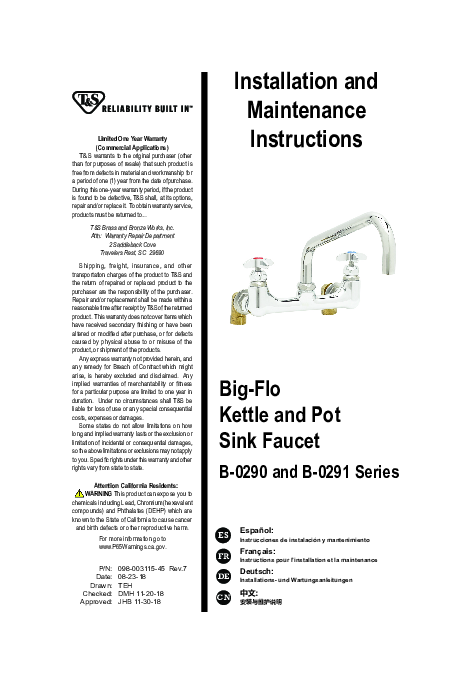 Installation And Maintenance Instructions