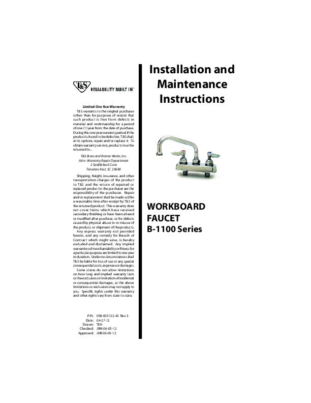 Installation And Maintenance Instructions