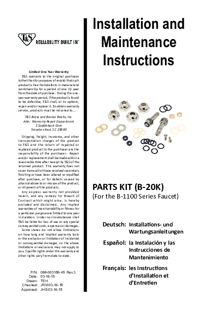 Installation And Maintenance Instructions