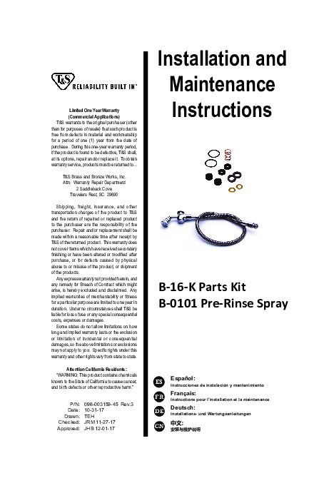 Installation And Maintenance Instructions