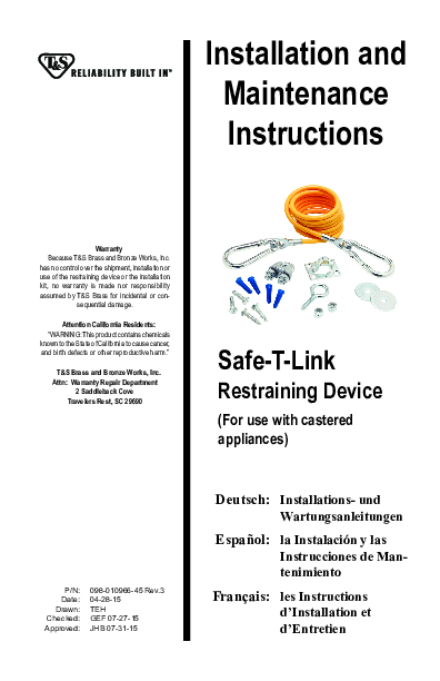 Installation And Maintenance Instructions