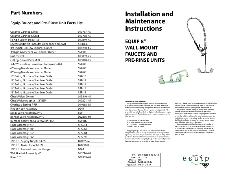 Installation And Maintenance Instructions