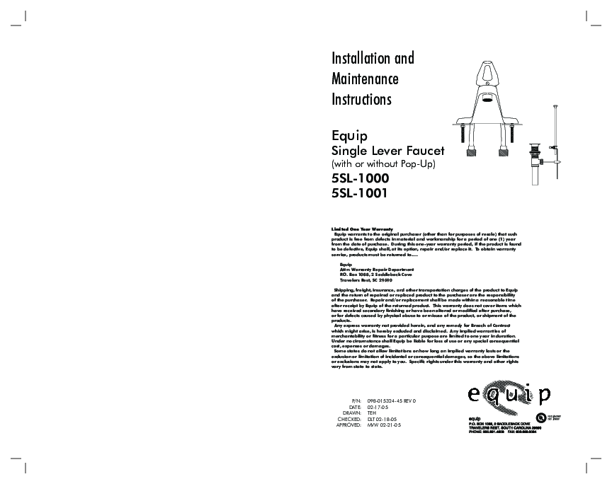 Installation And Maintenance Instructions