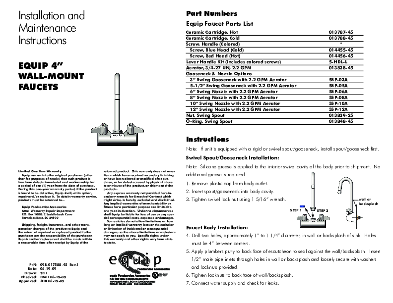 Installation And Maintenance Instructions