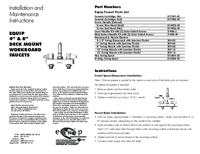 Installation And Maintenance Instructions