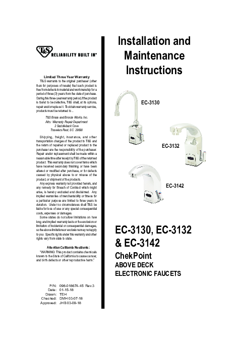 Installation And Maintenance Instructions