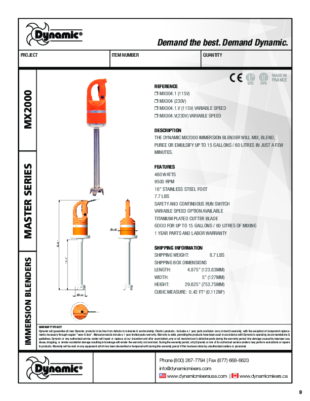 Cutsheet