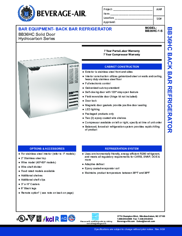 Cutsheet