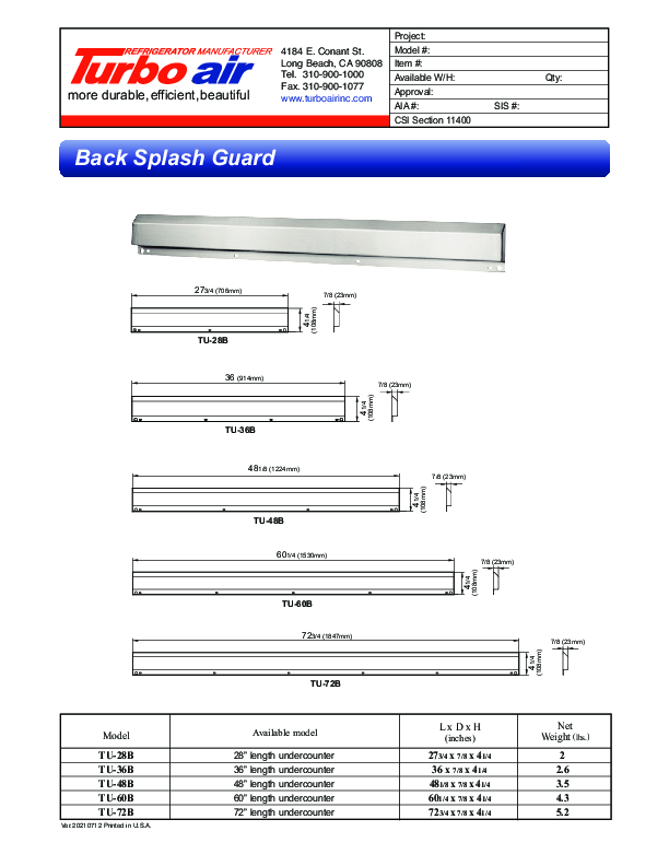 Cutsheet