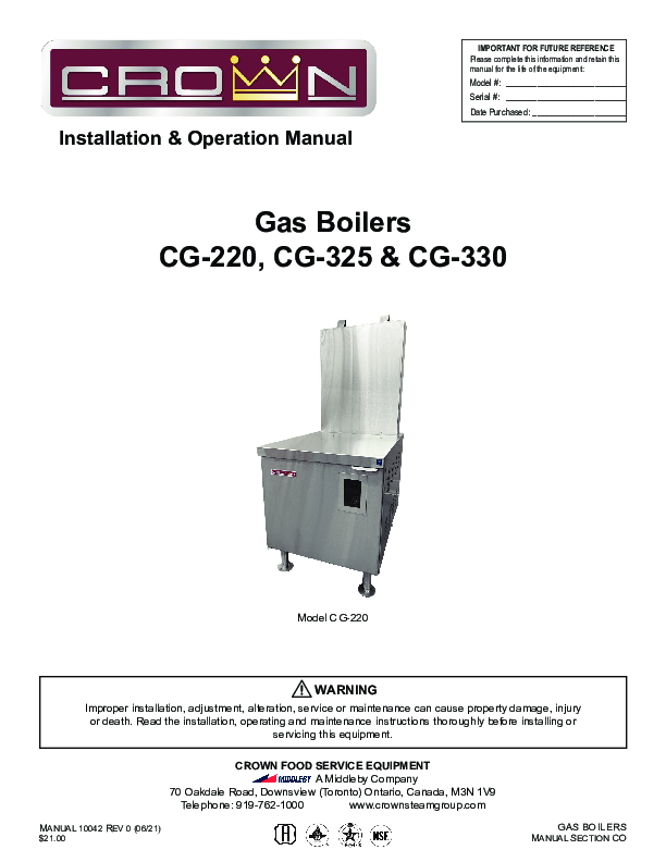 Installation & Operation Manual - 10042