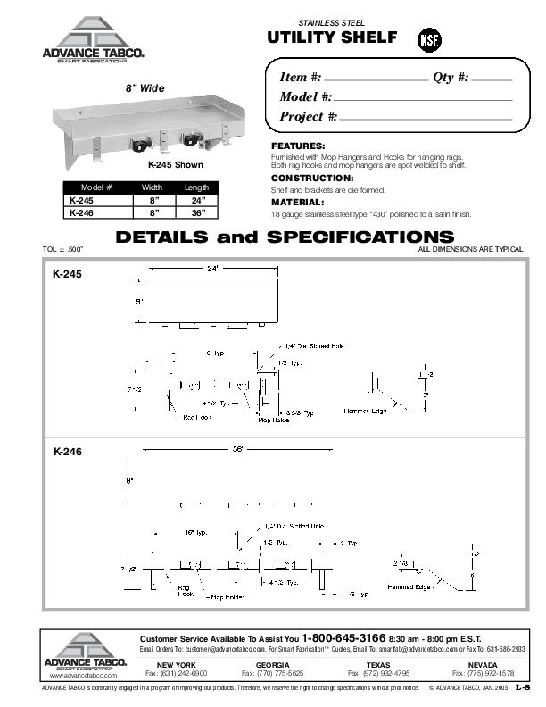 Cutsheet