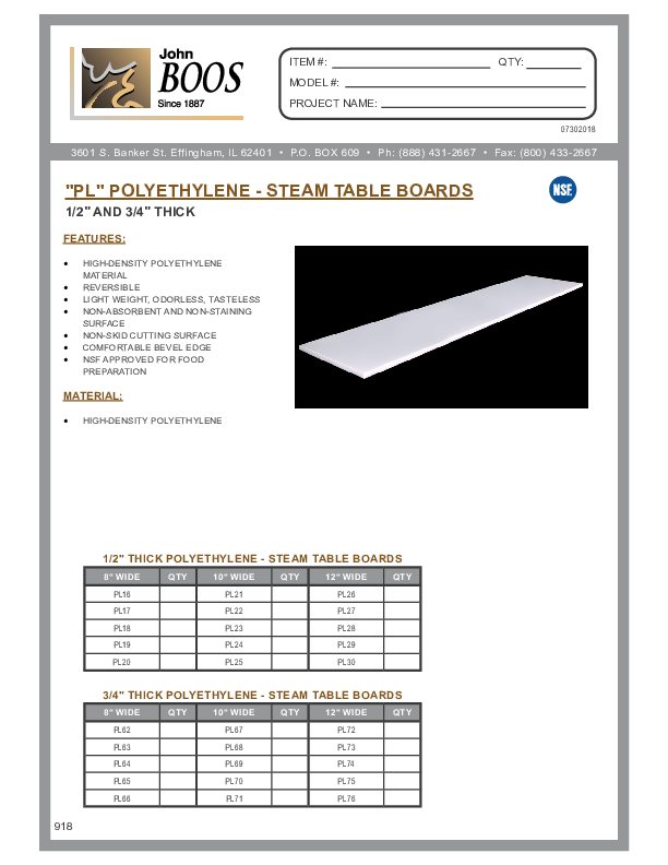 Cutsheet