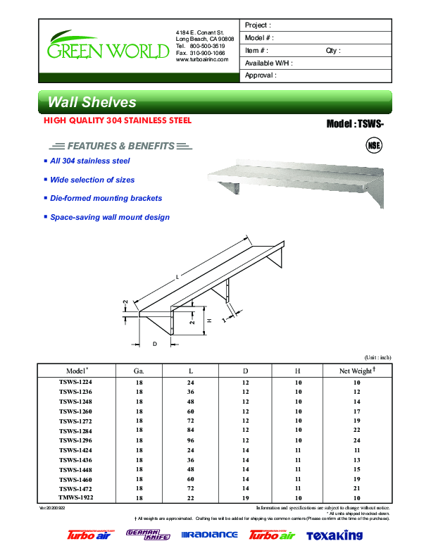 Cutsheet