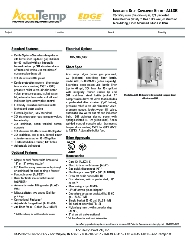 Cutsheet