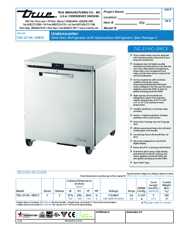 Cutsheet