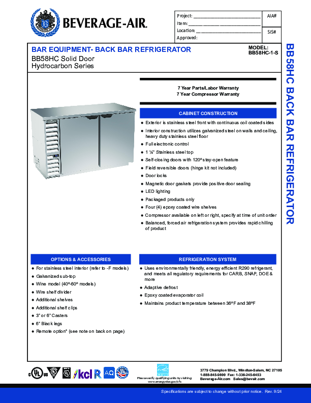 Cutsheet