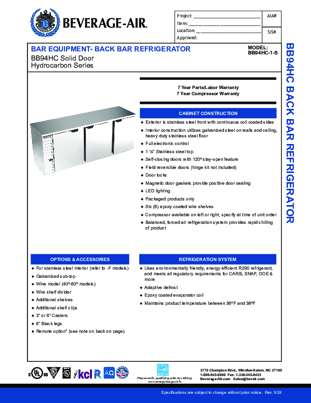 Cutsheet