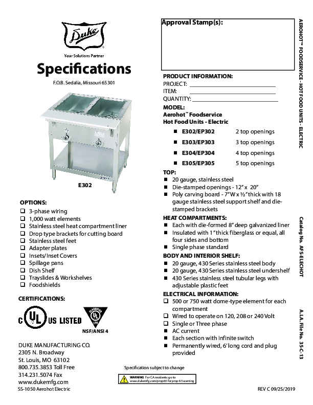 Cutsheet