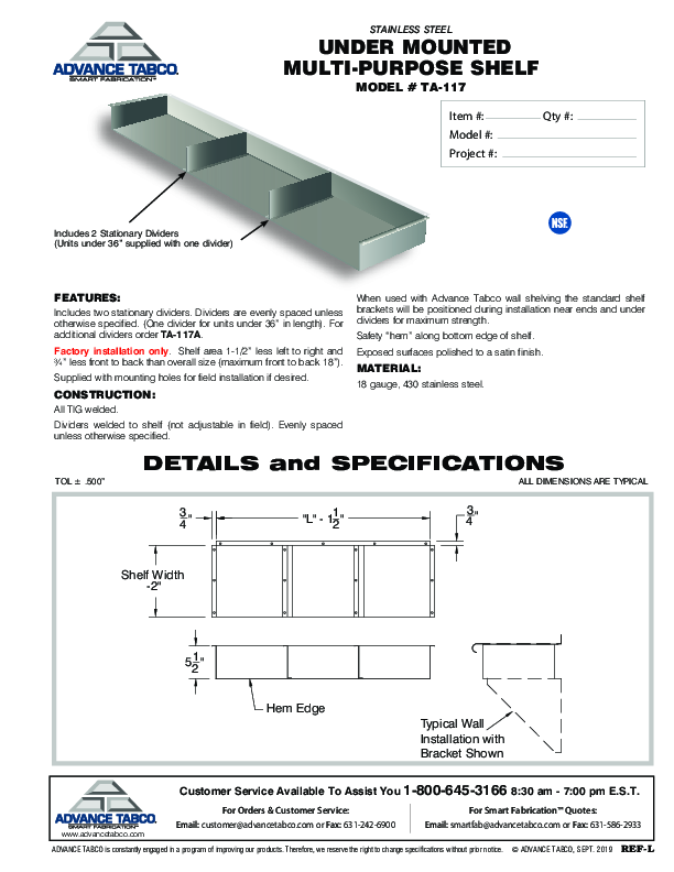 Cutsheet