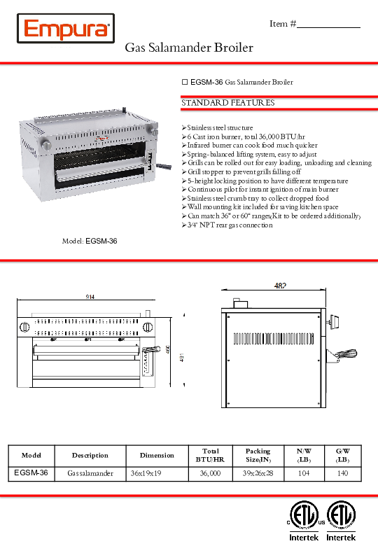 Cutsheet