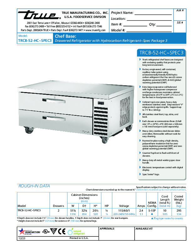 Cutsheet