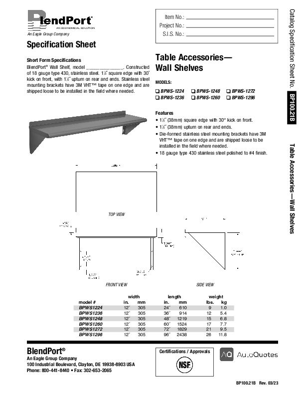 Cutsheet