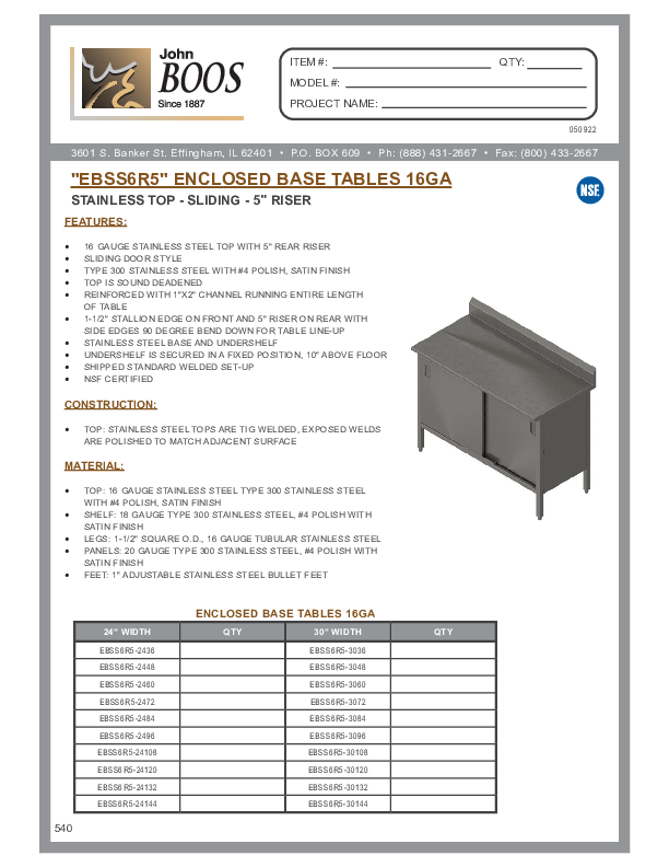 Cutsheet