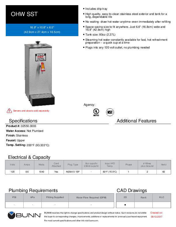 Cutsheet