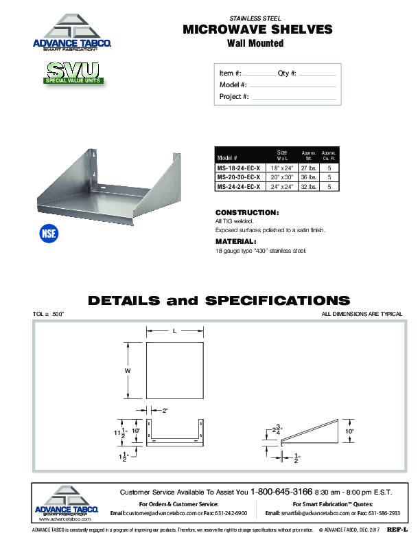 Cutsheet