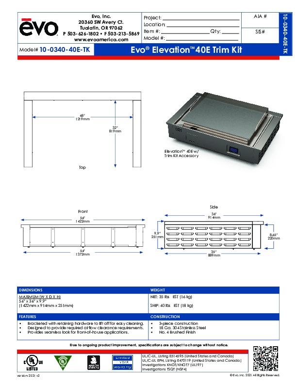 Cutsheet