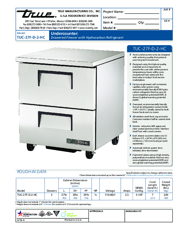 true tuc 27f ss undercounter freezer 2 drawer