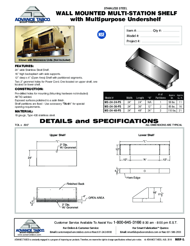 Cutsheet