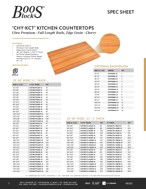 Cutsheet