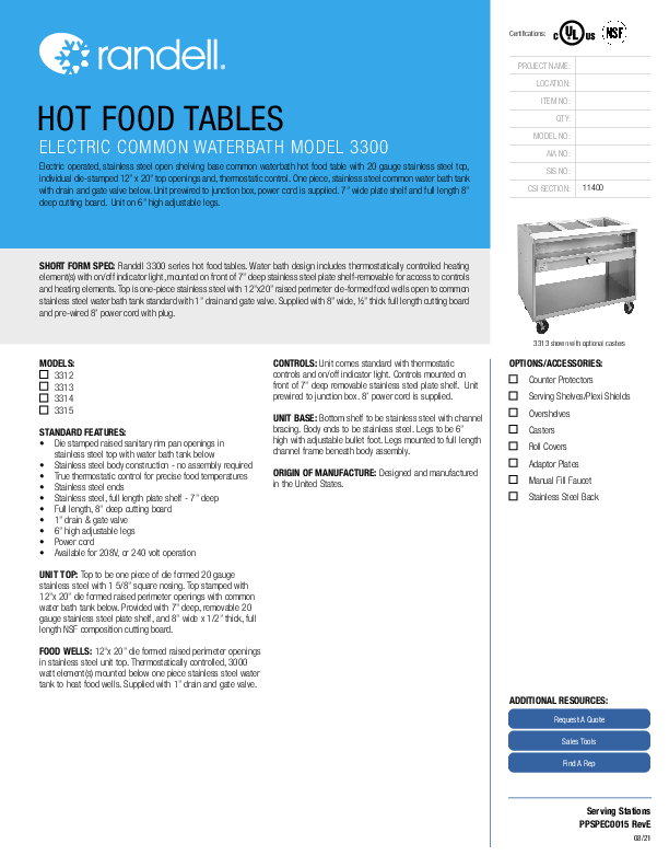 Cutsheet