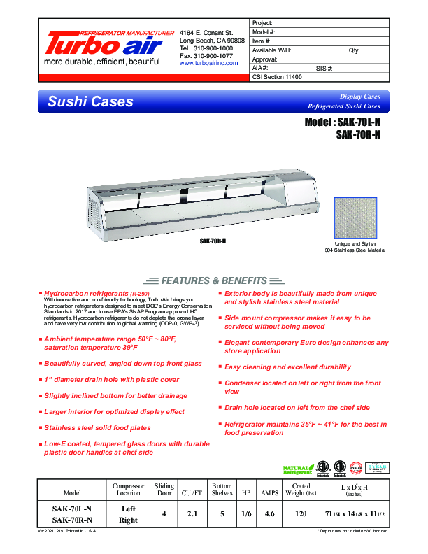 Cutsheet