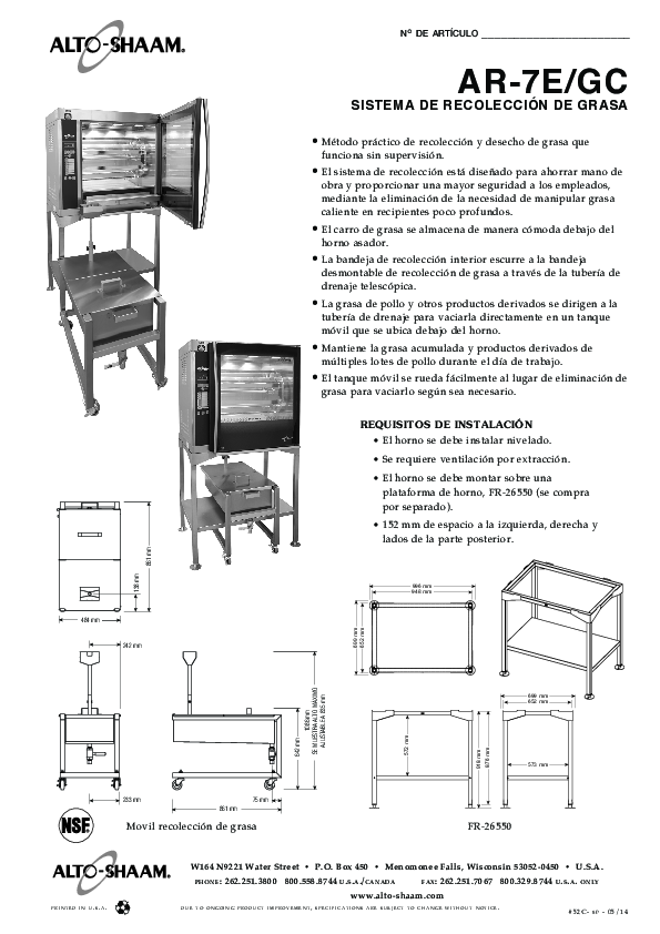 Spec Sheet - Spanish