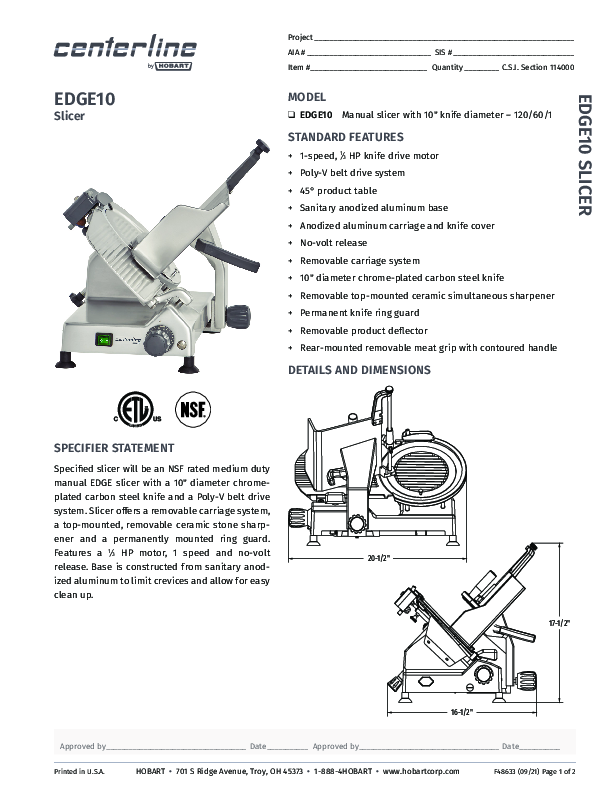 Cutsheet