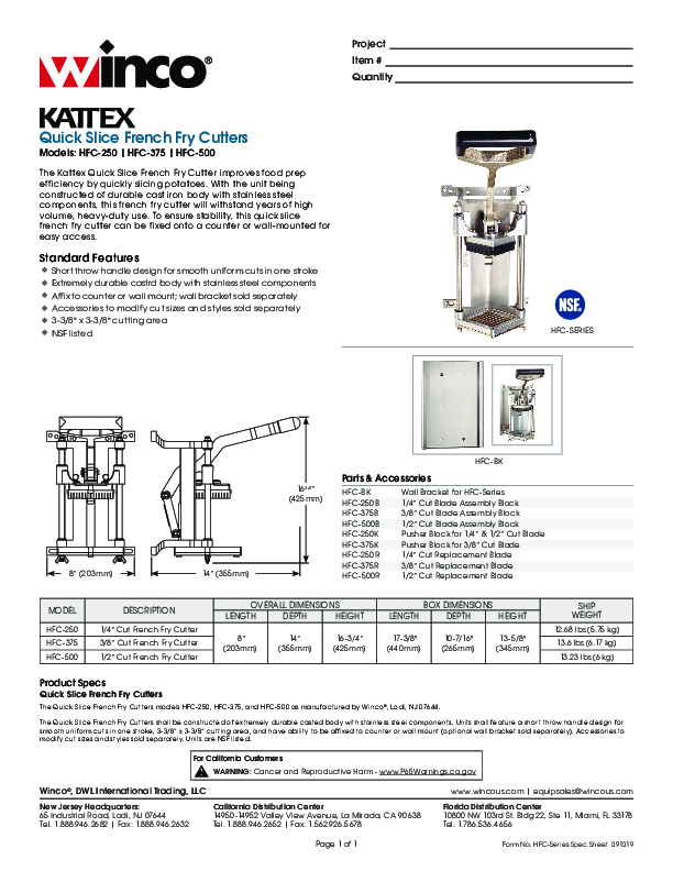 Cutsheet