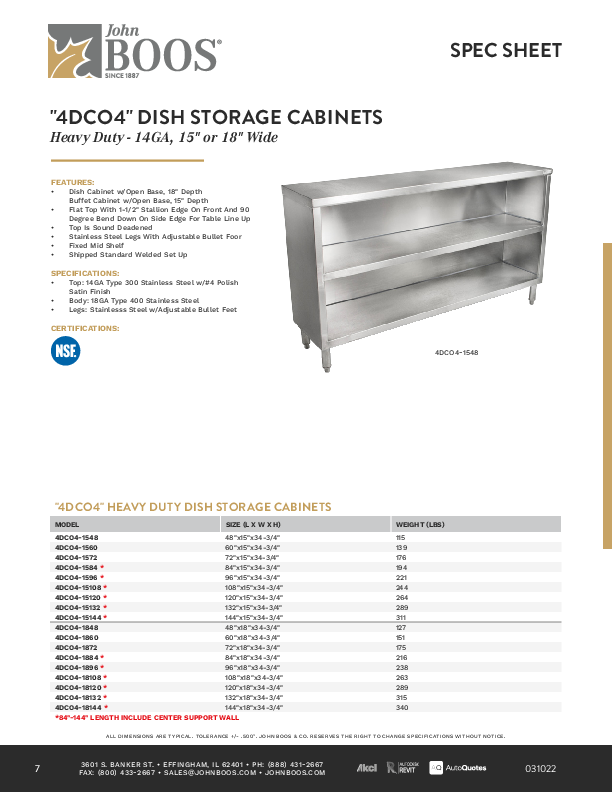 Cutsheet