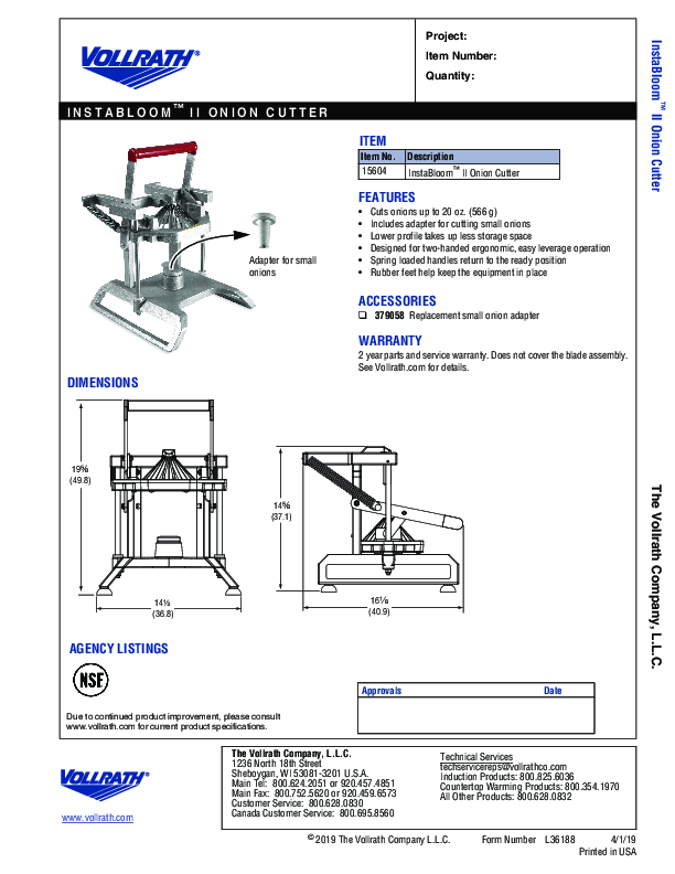 Cutsheet