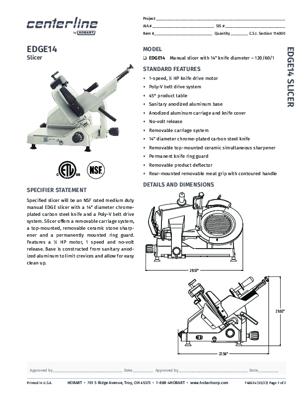 Cutsheet