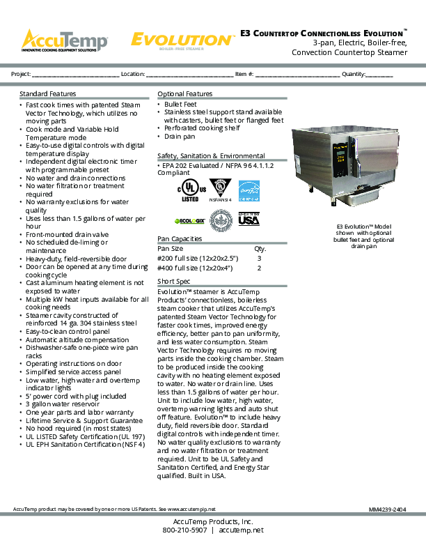 Cutsheet