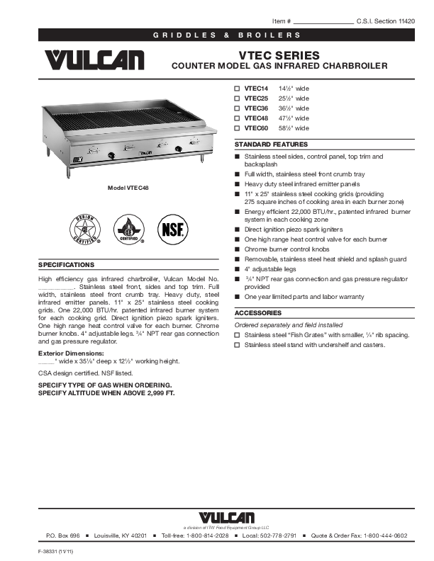 Cutsheet