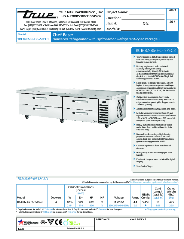 Cutsheet