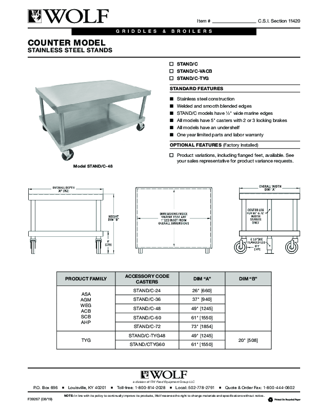 Cutsheet