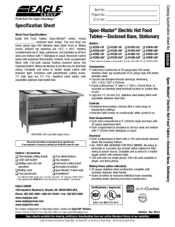 Cutsheet