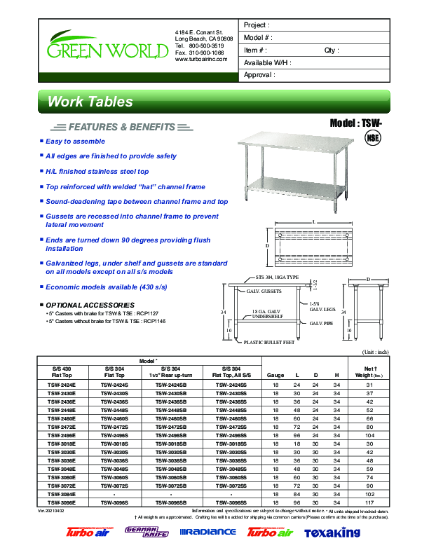 Cutsheet